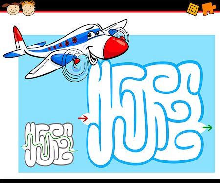 preliminary - Cartoon Illustration of Education Maze or Labyrinth Game for Preschool Children with Funny Airplane Foto de stock - Super Valor sin royalties y Suscripción, Código: 400-07417673