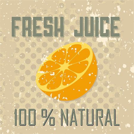 Vintage style label with orange slice and text fresh juice Foto de stock - Royalty-Free Super Valor e Assinatura, Número: 400-07417744