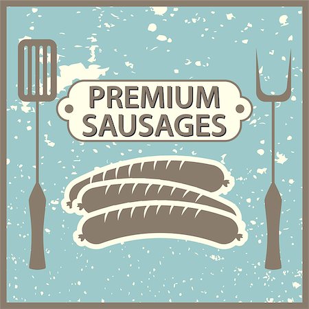 Vintage style poster with sausages Stock Photo - Budget Royalty-Free & Subscription, Code: 400-07417748