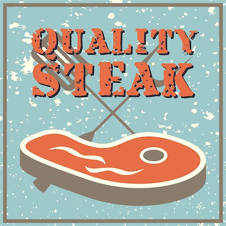 Vintage style poster with a steak Foto de stock - Royalty-Free Super Valor e Assinatura, Número: 400-07417749