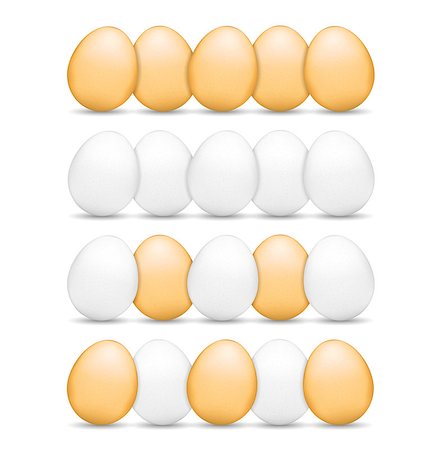 simsearch:400-05383364,k - Brown and white eggs standing on white background, vector eps10 illustration Photographie de stock - Aubaine LD & Abonnement, Code: 400-07417892