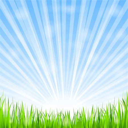 Green grass and shining sun, vector eps10 illustration Stock Photo - Budget Royalty-Free & Subscription, Code: 400-07417924