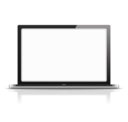 Laptop with reflection and blank white sceen for your text and images, vector eps10 illustration Stock Photo - Budget Royalty-Free & Subscription, Code: 400-07417959