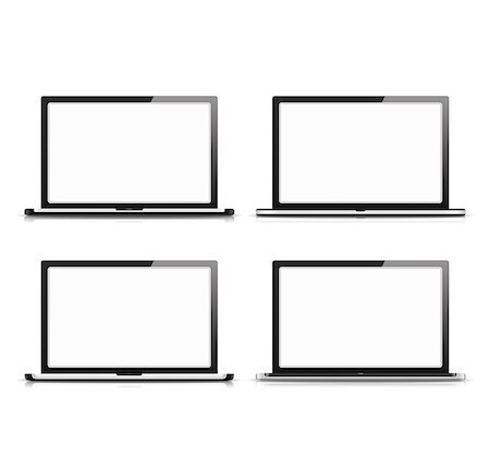 Four different laptops with white screens, vector eps10 illustration Stock Photo - Budget Royalty-Free & Subscription, Code: 400-07417968
