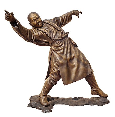 Shaolin warriors monk in Chinese Temple Viharn Sien, Chonburi, Thailand. Bronze statue isolated on white with clipping path Stock Photo - Budget Royalty-Free & Subscription, Code: 400-07417999