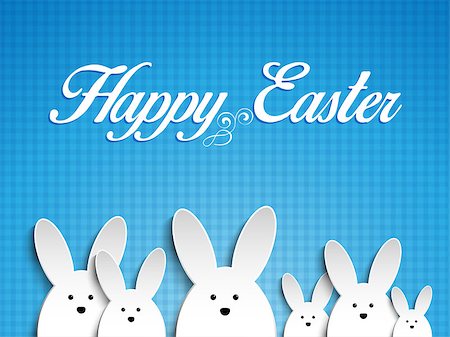 simsearch:400-06638864,k - Vector - Happy Easter Rabbit Bunny on Blue Background Stock Photo - Budget Royalty-Free & Subscription, Code: 400-07418058