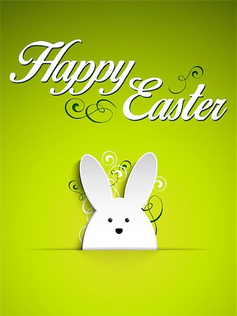 simsearch:400-06638864,k - Vector - Happy Easter Rabbit Bunny on Green Background Stock Photo - Budget Royalty-Free & Subscription, Code: 400-07418059