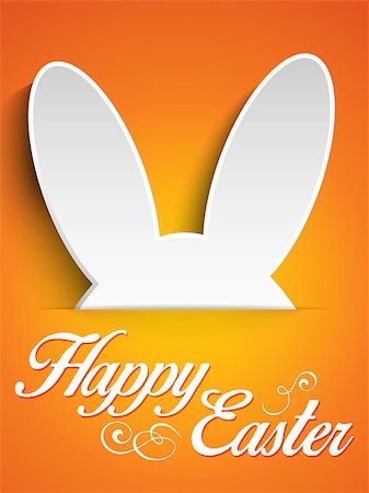 simsearch:400-06638864,k - Vector - Happy Easter Rabbit Bunny on Orange Background Stock Photo - Budget Royalty-Free & Subscription, Code: 400-07418060