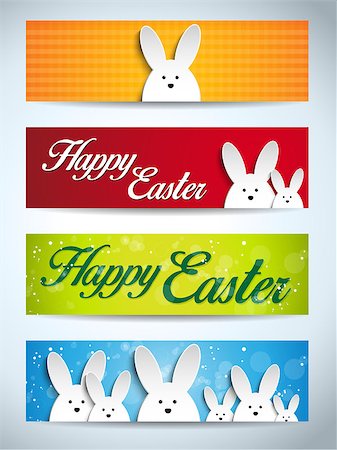 simsearch:400-07548489,k - Vector - Happy Easter Rabbit Bunny Set of Banners Stock Photo - Budget Royalty-Free & Subscription, Code: 400-07418061