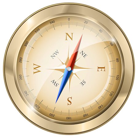 simsearch:400-04773117,k - Glossy golden compass. Vector illustration Photographie de stock - Aubaine LD & Abonnement, Code: 400-07418070