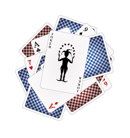 simsearch:400-07314049,k - Back sides and front sides of playing cards on white background Photographie de stock - Aubaine LD & Abonnement, Code: 400-07418452