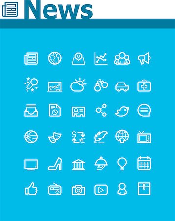 Set of the simple news related icons Stock Photo - Budget Royalty-Free & Subscription, Code: 400-07418825