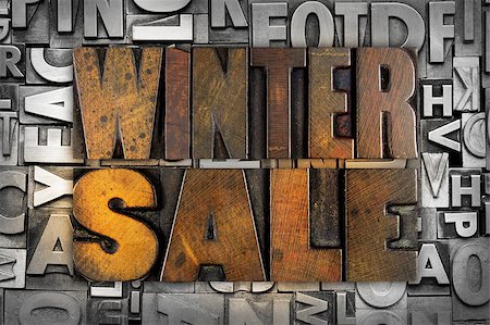 simsearch:400-08290801,k - The words WINTER SALE written in vintage letterpress type Stock Photo - Budget Royalty-Free & Subscription, Code: 400-07419022