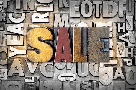 The word SALE written in vintage letterpress type Foto de stock - Royalty-Free Super Valor e Assinatura, Número: 400-07419071