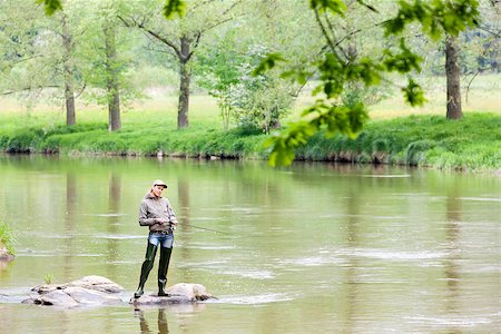 simsearch:400-07501738,k - woman fishing in Sazava river, Czech Republic Photographie de stock - Aubaine LD & Abonnement, Code: 400-07419530