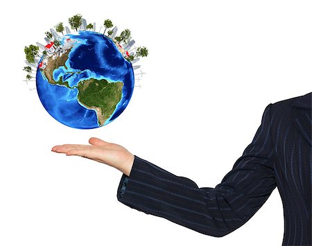 Hands holding earth. Isolated on white background Stock Photo - Budget Royalty-Free & Subscription, Code: 400-07419665
