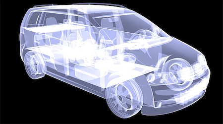 drawing car photo - X-ray concept car. Isolated render on a black background Stock Photo - Budget Royalty-Free & Subscription, Code: 400-07419701