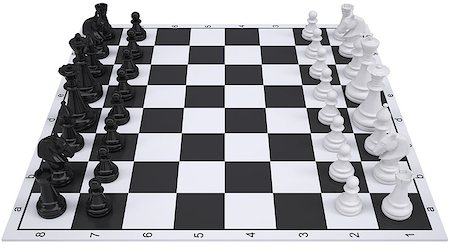 simsearch:625-01744806,k - Chess on the chessboard. Isolated render on a white background Photographie de stock - Aubaine LD & Abonnement, Code: 400-07419764