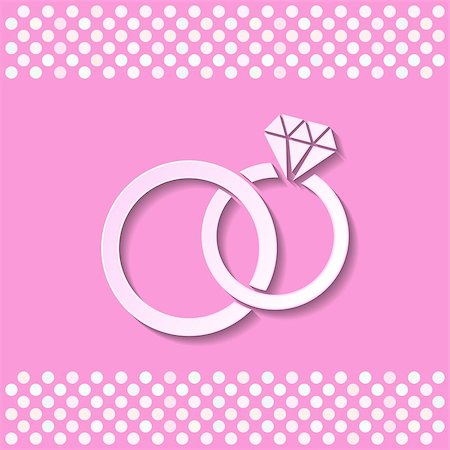 earring drawing - Pink card with white wedding rings with shadow Photographie de stock - Aubaine LD & Abonnement, Code: 400-07410096