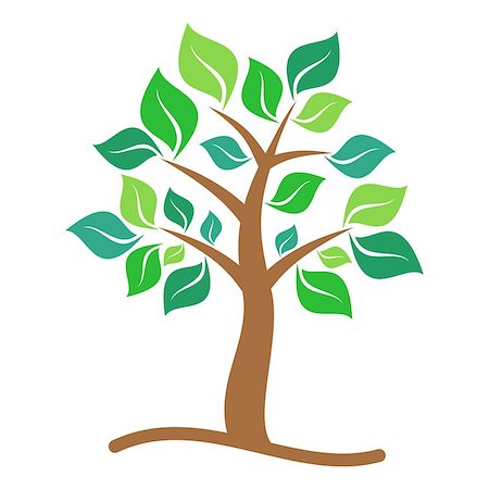 simsearch:400-09121794,k - Brown tree with green leaves on white background Stock Photo - Budget Royalty-Free & Subscription, Code: 400-07410092