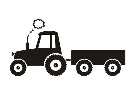 plows on tractor - Vector black tractor icon on white background Stock Photo - Budget Royalty-Free & Subscription, Code: 400-07410105