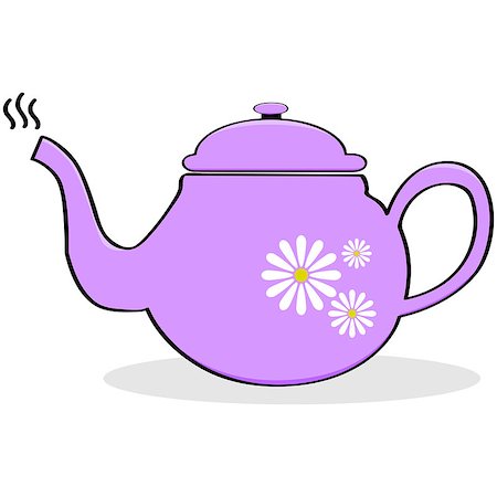 Cartoon illustration of a pink teapot with daisies painted on it Stock Photo - Budget Royalty-Free & Subscription, Code: 400-07410167