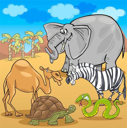 simsearch:400-08916376,k - Cartoon Illustration of Funny Safari Wild African Animals Group Stock Photo - Budget Royalty-Free & Subscription, Code: 400-07410451