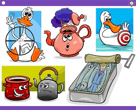 simsearch:400-07410472,k - Illustration Set of Humorous Cartoon Concepts or Ideas and Metaphors with Funny Characters Stock Photo - Budget Royalty-Free & Subscription, Code: 400-07410468