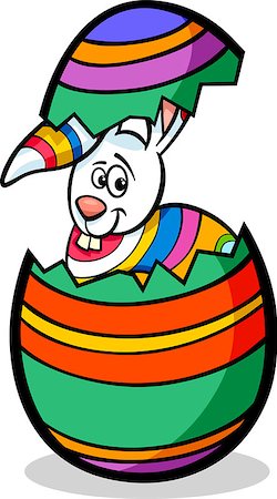 simsearch:400-08054574,k - Cartoon Illustration of Funny Bunny in Colorful Eggshell of Easter Egg Stock Photo - Budget Royalty-Free & Subscription, Code: 400-07410463