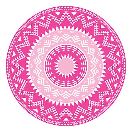 south american indigenous tribes - Vector round pattern in pink and white isolated on white Stock Photo - Budget Royalty-Free & Subscription, Code: 400-07410589