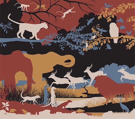Colorful editable vector illustration of wildlife diversity Photographie de stock - Aubaine LD & Abonnement, Code: 400-07410831