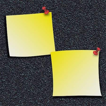 simsearch:400-09224024,k - Yellow stick notes pinned with push pins Stock Photo - Budget Royalty-Free & Subscription, Code: 400-07411222