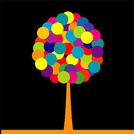 simsearch:400-04725012,k - Abstract colored tree over black background Stock Photo - Budget Royalty-Free & Subscription, Code: 400-07411305