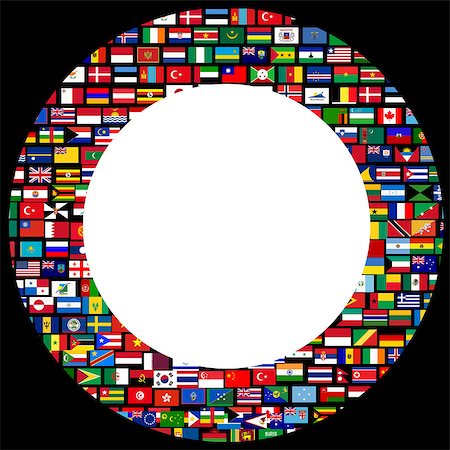 World flags circle frame over black background Stock Photo - Budget Royalty-Free & Subscription, Code: 400-07411314