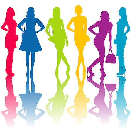 simsearch:400-07466197,k - Fashion silhouettes of women Stock Photo - Budget Royalty-Free & Subscription, Code: 400-07411322