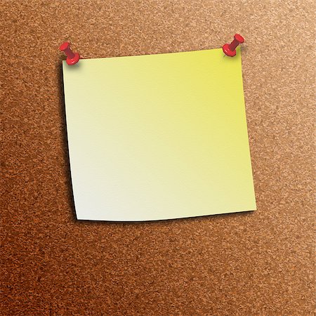 simsearch:400-09224024,k - Yellow stick note pinned with push pins Stock Photo - Budget Royalty-Free & Subscription, Code: 400-07411343