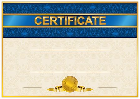 simsearch:400-06327746,k - Elegant template of certificate, diploma with lace ornament, ribbon, place for text. Vector illustration EPS 8. Stock Photo - Budget Royalty-Free & Subscription, Code: 400-07411404