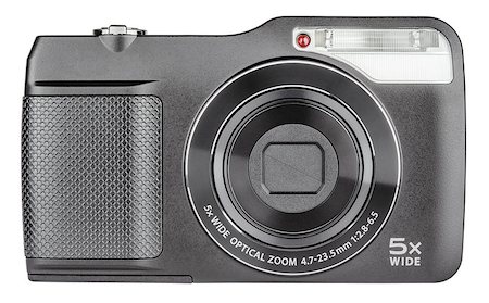 simsearch:400-04649447,k - Digital compact camera closed lens isolated on white with clipping path Foto de stock - Super Valor sin royalties y Suscripción, Código: 400-07411553