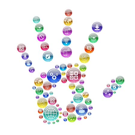 simsearch:400-08037795,k - Silhouette human hand consisting of apps icons. The concept software Stock Photo - Budget Royalty-Free & Subscription, Code: 400-07411805