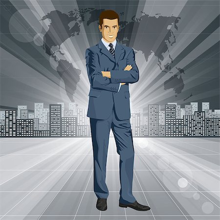 fashionable office worker full length - Vector business man in suit with folded hands. All layers well organized and easy to edit Stock Photo - Budget Royalty-Free & Subscription, Code: 400-07411823