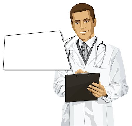 simsearch:400-07216659,k - Vector doctor man writing something with marker on clipboard Photographie de stock - Aubaine LD & Abonnement, Code: 400-07411831