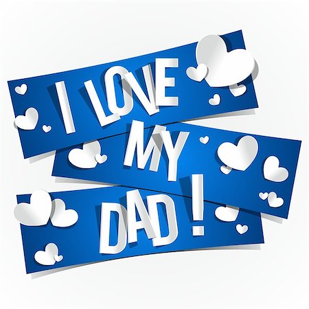 father cartoon - I Love My Dad Banners With Hearts vector illustration Stock Photo - Budget Royalty-Free & Subscription, Code: 400-07411873