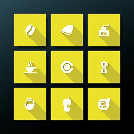 simsearch:400-04603391,k - Flat coffee icon set - vector illustration Fotografie stock - Microstock e Abbonamento, Codice: 400-07411965