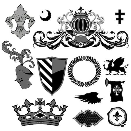 set of  heraldic elements, this illustration may be useful as designer work Stock Photo - Budget Royalty-Free & Subscription, Code: 400-07412423