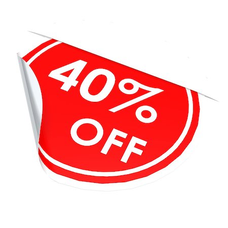 simsearch:400-07576337,k - Red circle label 40 percent off Photographie de stock - Aubaine LD & Abonnement, Code: 400-07412609