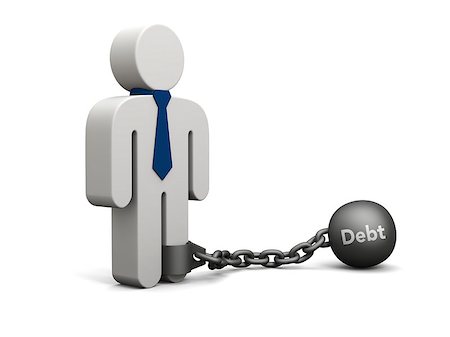 simsearch:400-06477542,k - Concept of debt. Illustration of a person with tie chained to iron ball. Stockbilder - Microstock & Abonnement, Bildnummer: 400-07412962