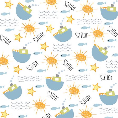 seamless boat pattern, illustration in vector format Stock Photo - Budget Royalty-Free & Subscription, Code: 400-07413207