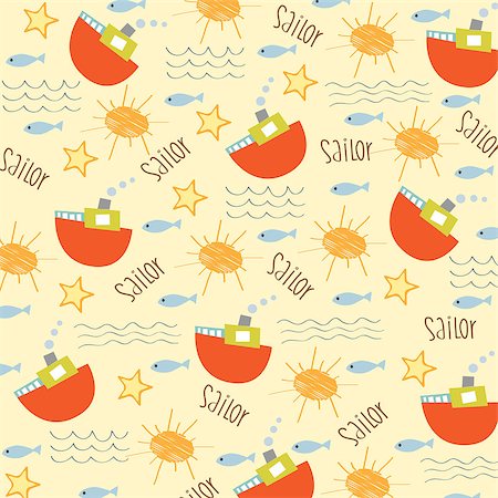 seamless boat pattern, illustration in vector format Stock Photo - Budget Royalty-Free & Subscription, Code: 400-07413208