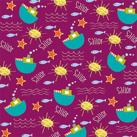 friends sailing - seamless boat pattern, illustration in vector format Stock Photo - Budget Royalty-Free & Subscription, Code: 400-07413209
