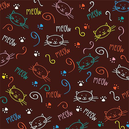 simsearch:400-07315892,k - Cartoon seamless pattern with cute cats, vector format Fotografie stock - Microstock e Abbonamento, Codice: 400-07413220